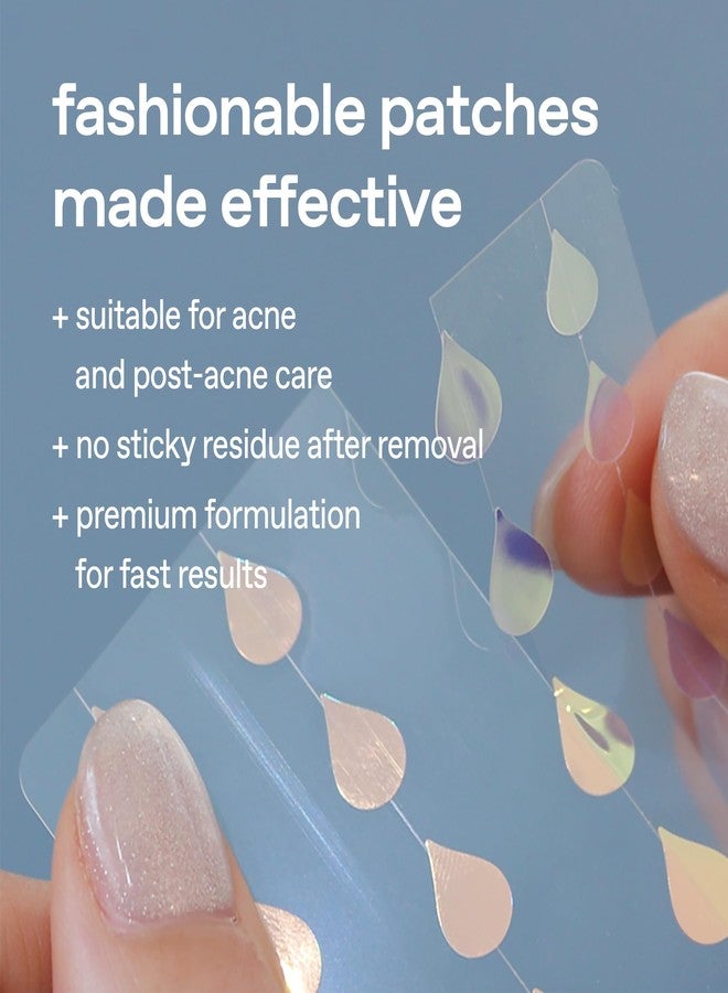 glow diamond drop blemish patch | protects blemishes from water & external contaminants | holographic hydrocolloid spot‑repair patches | niacinamide | clear invisible finish | 100 ea - Image 2